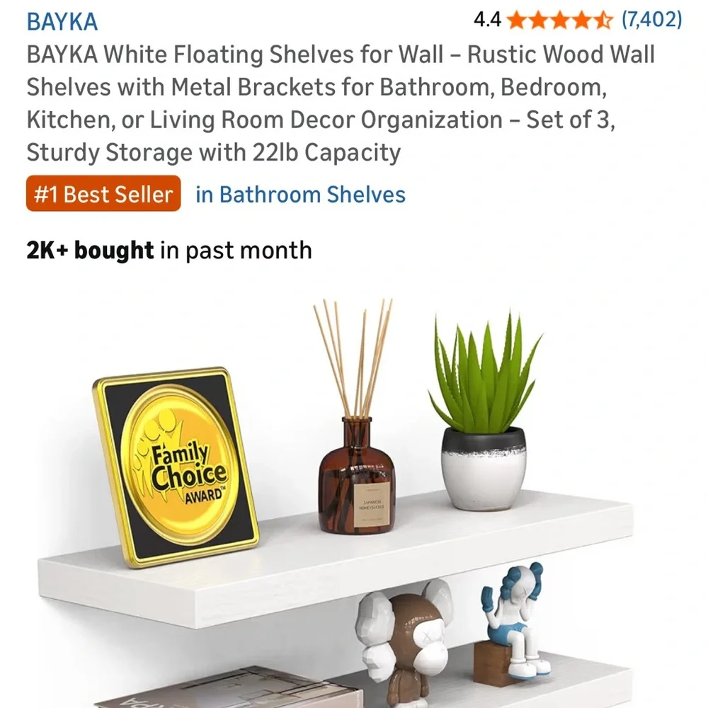 NIB White Floating Wall Shelves - Modern Minimal Set